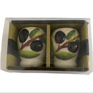 Olives Ceramic Salt & Pepper Shakers Hand-Painted